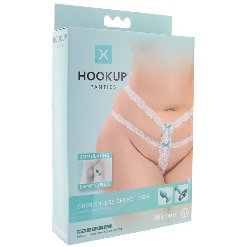 Hookup Secret Gem Plug with White Panties in OSXL
