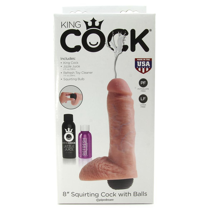 King Cock 8" Squirting Cock with Balls in Flesh